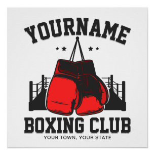 Pro Boxer ADD NAME Red Gloves Boxring Training Poster