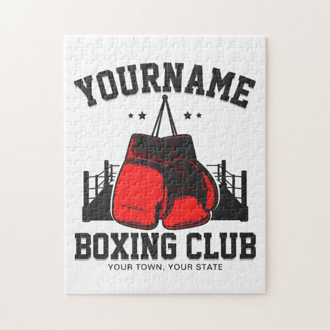 Pro Boxer ADD NAME Red Gloves Boxring Training Puzzle (Vertikal)