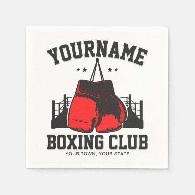 Pro Boxer ADD NAME Red Gloves Boxring Training Serviette (Vorderseite)