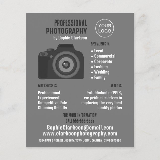 Pro Camera Icon, Fotograf, Fotograf, Miete Flyer (Vorne)