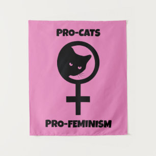 Pro Cats Pro Feminismus Wandteppich