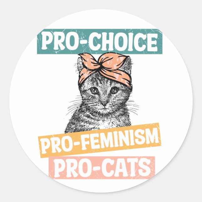 Pro Choice Pro Feminism Pro Cats Runder Aufkleber (Vorderseite)