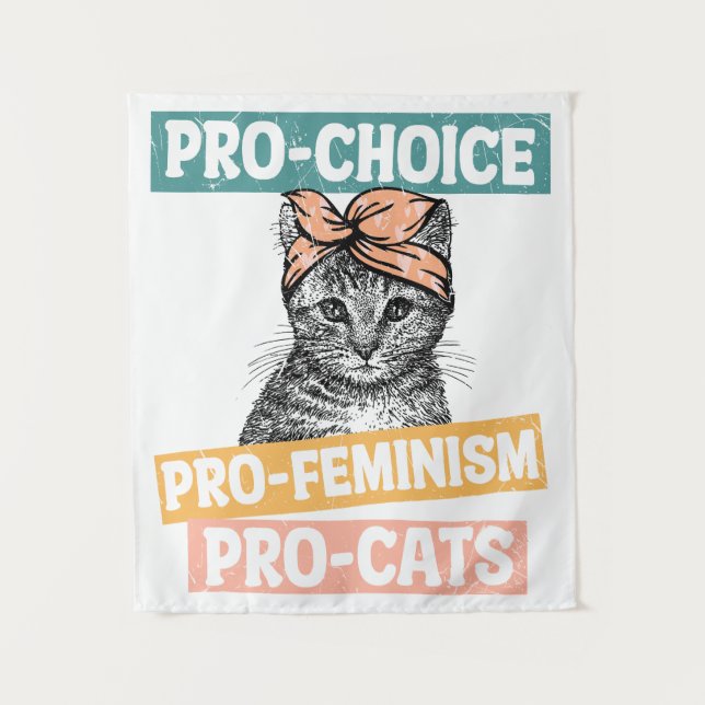 Pro Choice Pro Feminism Pro Cats Wandteppich (Vorderseite)