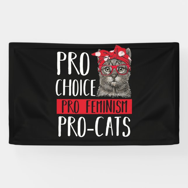 Pro Choice Pro Feminism Pro Katzen Katze mit Banda Banner (Horizontal)