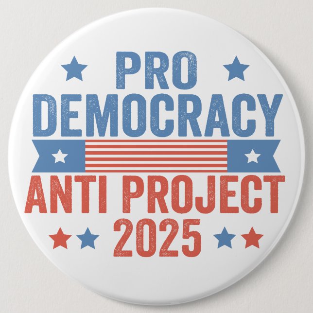 Pro Democracy Anti Project 2025 Republikaner Trump Button (Vorderseite)