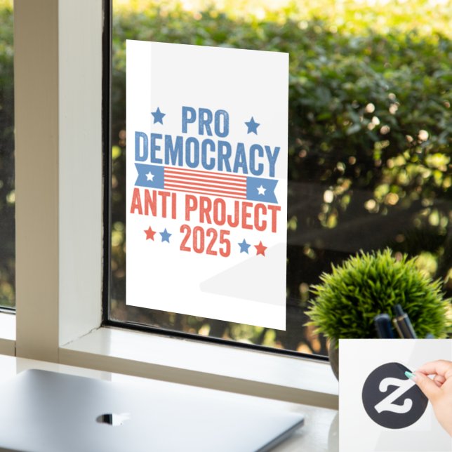 Pro Democracy Anti Project 2025 Republikaner Trump Fensteraufkleber (Büro)