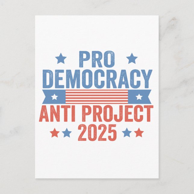 Pro Democracy Anti Project 2025 Republikaner Trump Postkarte (Vorderseite)