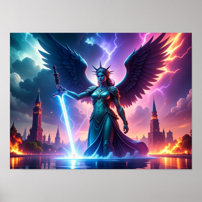 Pro-Democracy USA Lady Liberty Warrior for Freedom Poster (Vorne)