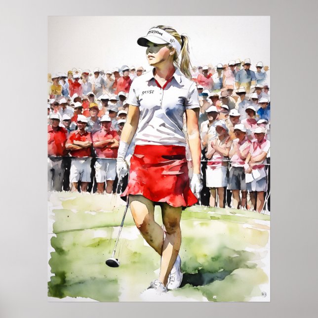 Pro Frau Golfer - Golf Art Print Poster (Vorne)