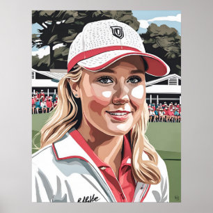 Pro Frau Golfer - Golf Art Print Poster