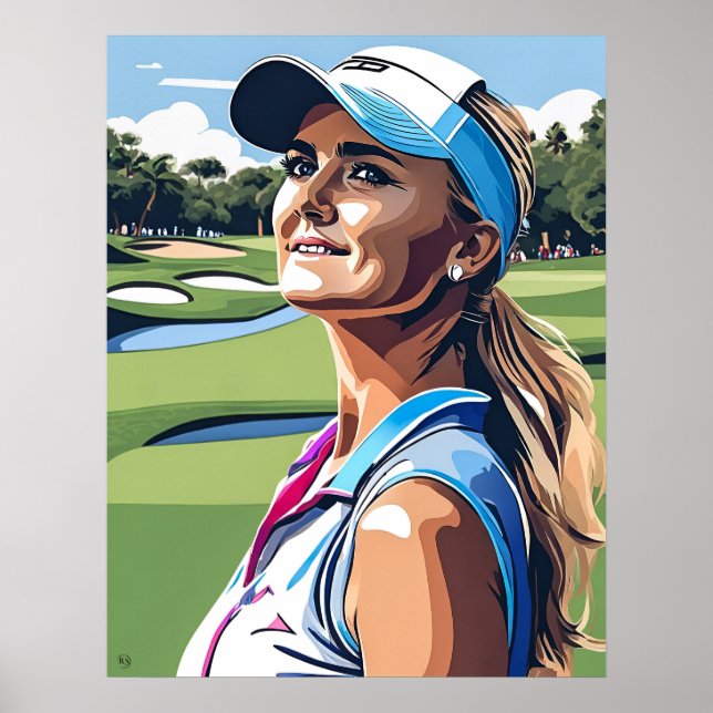 Pro Frau Golfer - Golf Art Print Poster (Vorne)