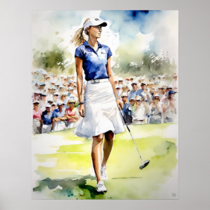 Pro Frau Golfer - Golf Art Print Poster
