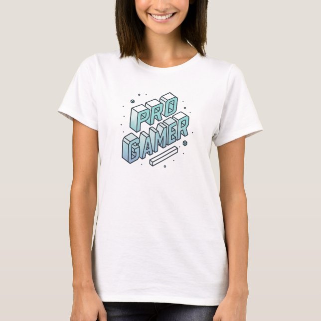 PRO GAMER - Isometrisches 3D-Blockbrieflogo T-Shirt (Vorderseite)