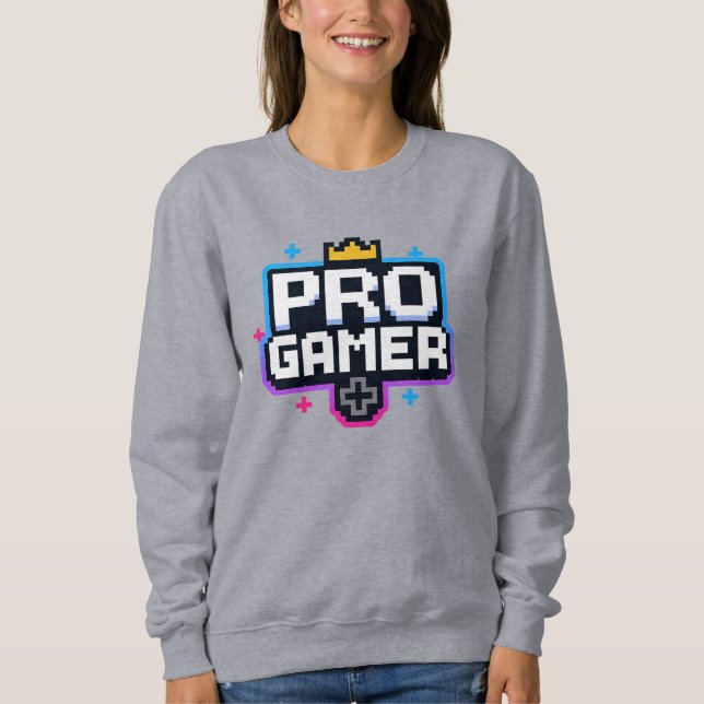 PRO GAMER — Pixel Art 8-Bit-Abzeichen Sweatshirt (Vorderseite)