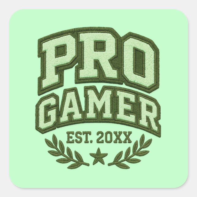 PRO GAMER — Varsity Chenille Patch Quadratischer Aufkleber (Vorderseite)