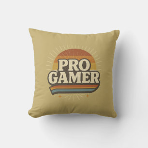 PRO GAMER — Vintage-Sonnenuntergangs-Abzeichen Kissen