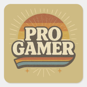 PRO GAMER — Vintage-Sonnenuntergangs-Abzeichen Quadratischer Aufkleber