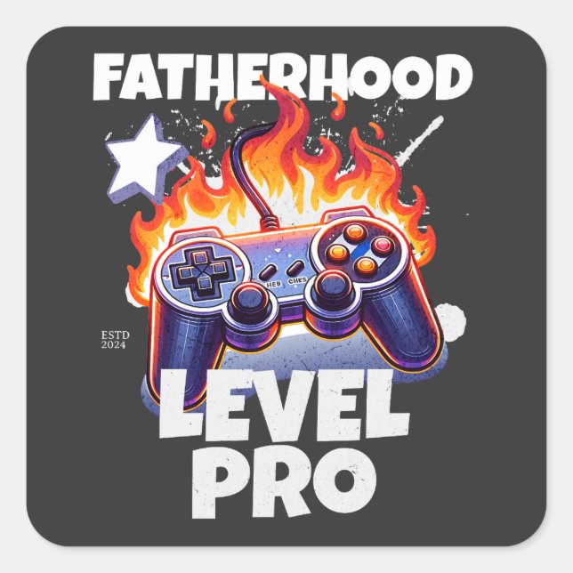 Pro-Gaming der Vaterschaft Quadratischer Aufkleber (Vorderseite)