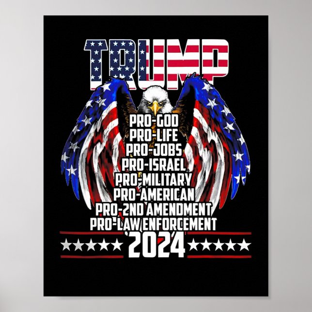 Pro God Pro Life Po Jobs Pro Israel Pro 2024 Poster (Vorne)