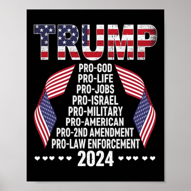 Pro God Pro Life Pro Jobs Pro Israel Pro Militär Poster (Vorne)