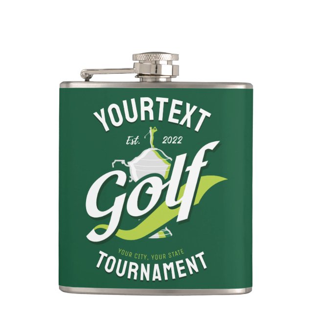 Pro Golfer NAME Golf Trophy Turnier Golfspielen Flachmann (Vorderseite)