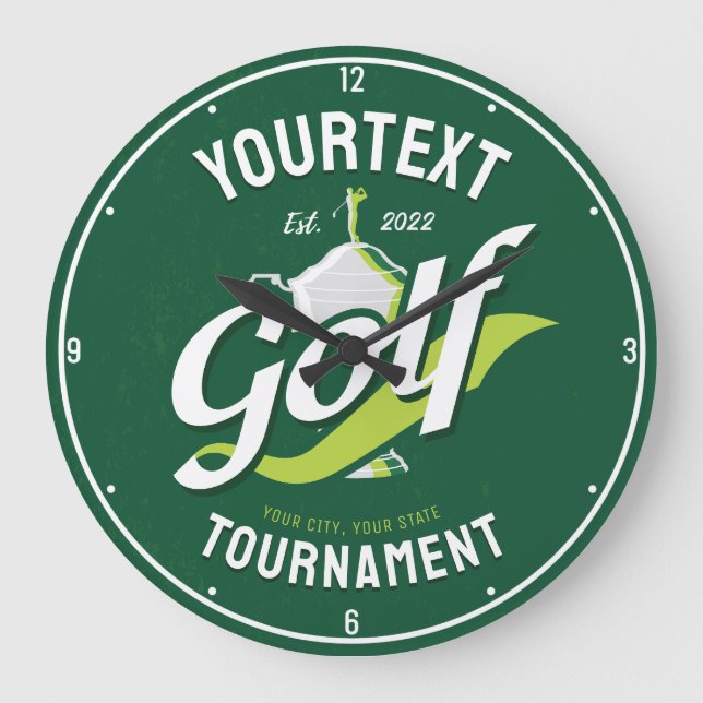 Pro Golfer NAME Golf Trophy Turnier Golfspielen Große Wanduhr (Vorderseite)