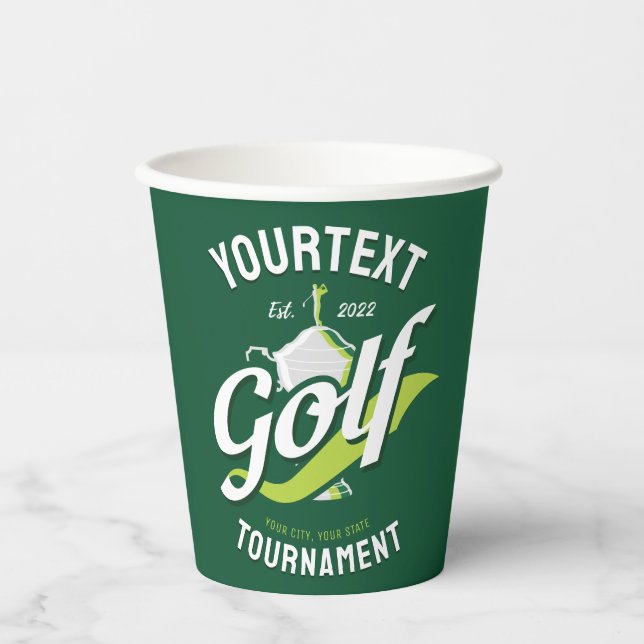 Pro Golfer NAME Golf Trophy Turnier Golfspielen Pappbecher (Vorderseite)