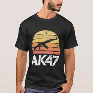 Pro Gun 2. Änderung Ak47 Rifle Retro Sunset T-Shirt