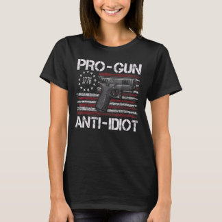 Pro Gun Anti-Idiot Vintage US-Flaggen-Gun-Rechte T-Shirt