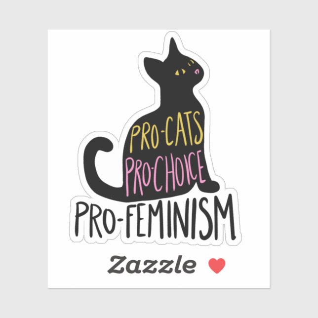 Pro-Katzen pro Wahl Pro-Feminismus schwarze Katze Aufkleber (Blatt)