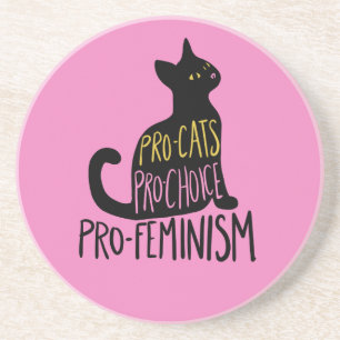 Pro-Katzen pro Wahl Pro-Feminismus schwarze Katze Getränkeuntersetzer