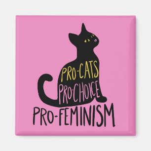 Pro-Katzen pro Wahl Pro-Feminismus schwarze Katze Magnet