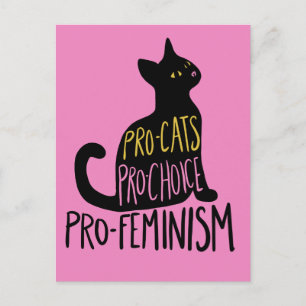 Pro-Katzen pro Wahl Pro-Feminismus schwarze Katze Postkarte