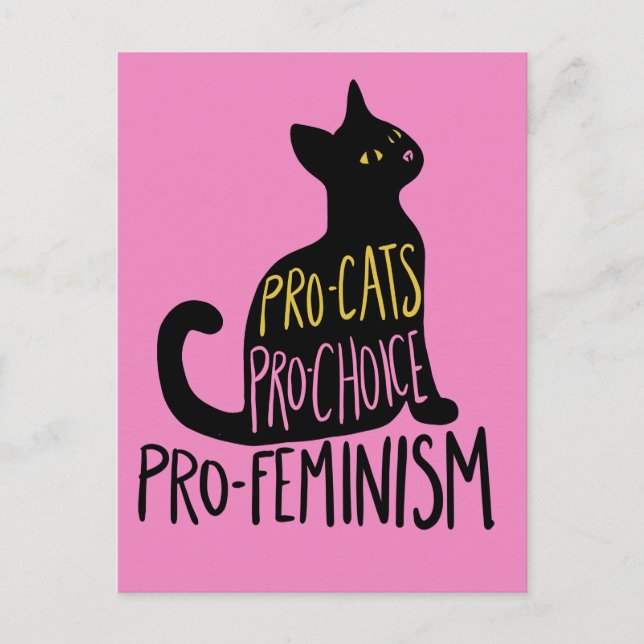 Pro-Katzen pro Wahl Pro-Feminismus schwarze Katze Postkarte (Vorderseite)