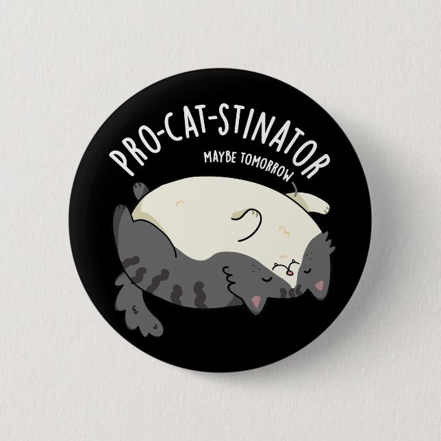 Pro-Katzenstinator Funny Fat Cat Pun Dark BG Button (Vorderseite)