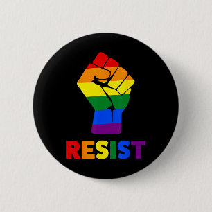 Pro-LGBT Regenbogen erhobene Faust des Widerstands Button
