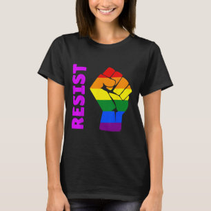Pro-LGBT Regenbogen erhobene Faust #widerstehe Ant T-Shirt