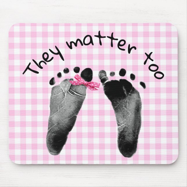 Pro-Life Baby Footprints auf Gingham Mousepad (Vorne)