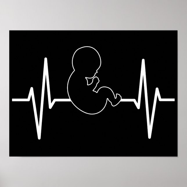 Pro-Life Baby Heartbeat Pulse EKG: Christlicher Gl Poster (Vorne)