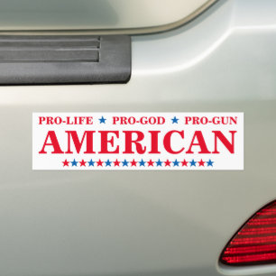 Pro Life God Gun American Red Blue Stars White Car Autoaufkleber