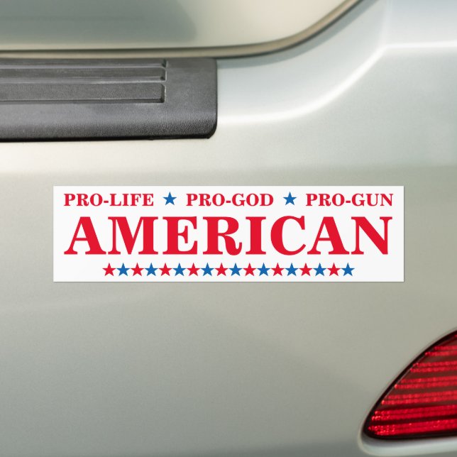 Pro Life God Gun American Red Blue Stars White Car Autoaufkleber (Auf Auto)