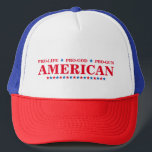 Pro Life God Gun American Red White Blue Stars USA Truckerkappe<br><div class="desc">Pro-Life,  Pro-Gott,  Pro-Gun,  amerikanisch,  patriotisch,  stolz,  rot weiß und blau,  Sterne,  LKW-Hutkappe. Macht ein cooles Geschenk für Familie,  Freunde und dich selbst.</div>