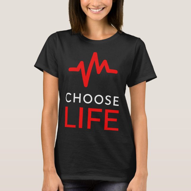 Pro Life: Herzschlag Anti Abortion Text T-Shirt (Vorderseite)