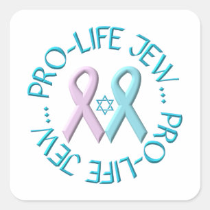 "Pro-Life-Jude" mit Star von David & Ribbons Quadratischer Aufkleber