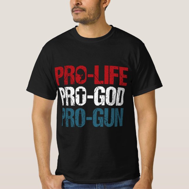 Pro Life Pro God Pro Gun USA Patriot Birthday Gesc T-Shirt (Vorderseite)