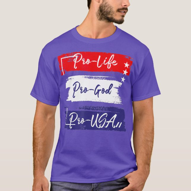 Pro Life Pro God Pro USA Prolife Flag Catholic T-Shirt (Vorderseite)