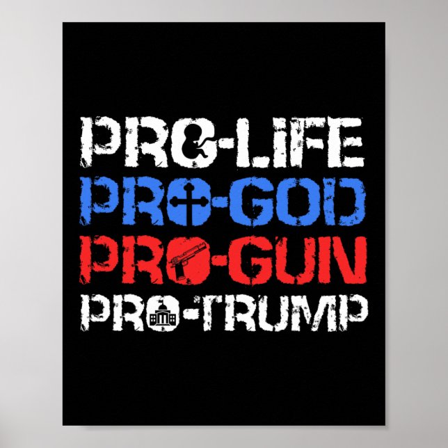 Pro-Life Pro-Gott Pro-Waffe Pro-Trump  Poster (Vorne)