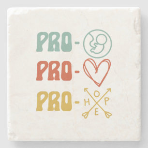 Pro-Life Pro-Liebe Pro-Hope Vintag Steinuntersetzer
