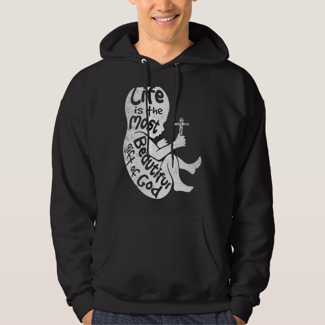Pro Life Schönes Geschenk Christlich Abolish Abort Hoodie (Vorderseite)