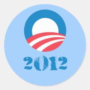 Pro-Obama - OBAMA 2012 DISTRESSED Runder Aufkleber